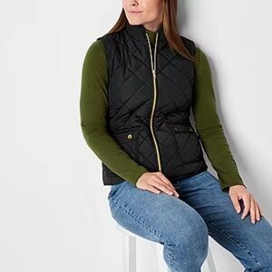 St. John's Bay Black Quilted Vest